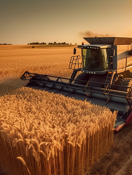Combine harvester harvesting wheat field AI generated image