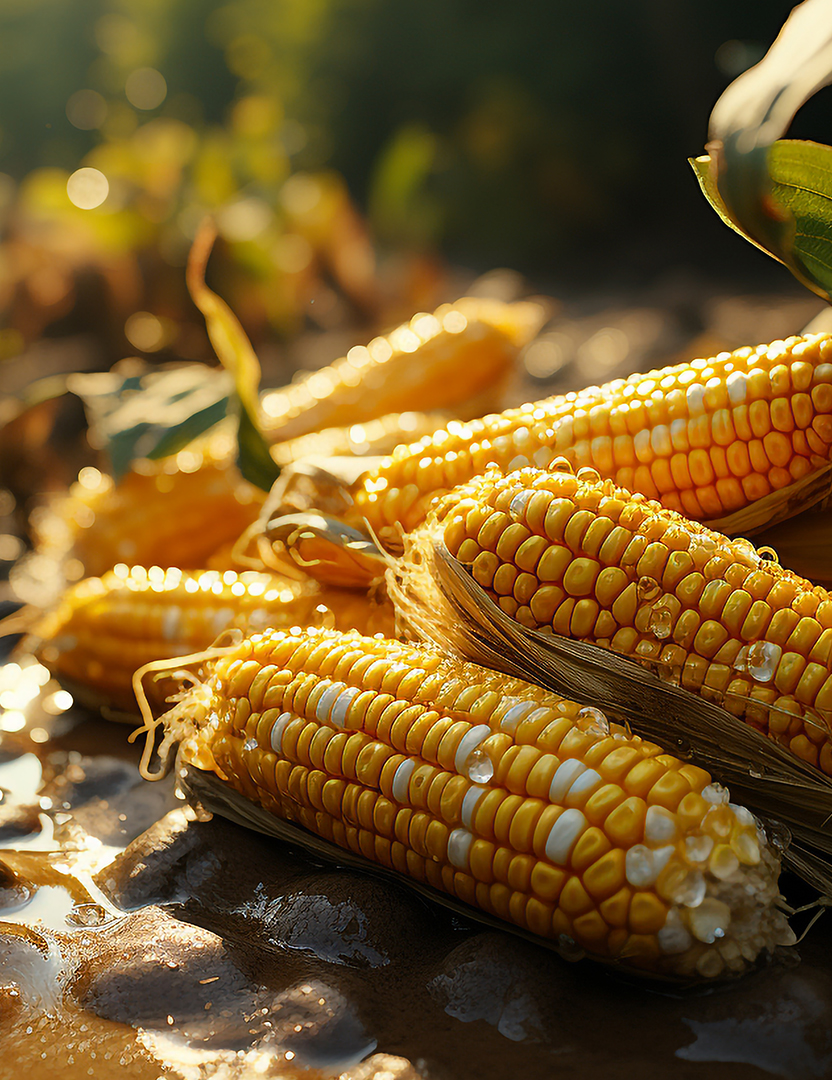 Fresh organic corn on the cob, a summer delight for vegetarians generated by artificial intelligence